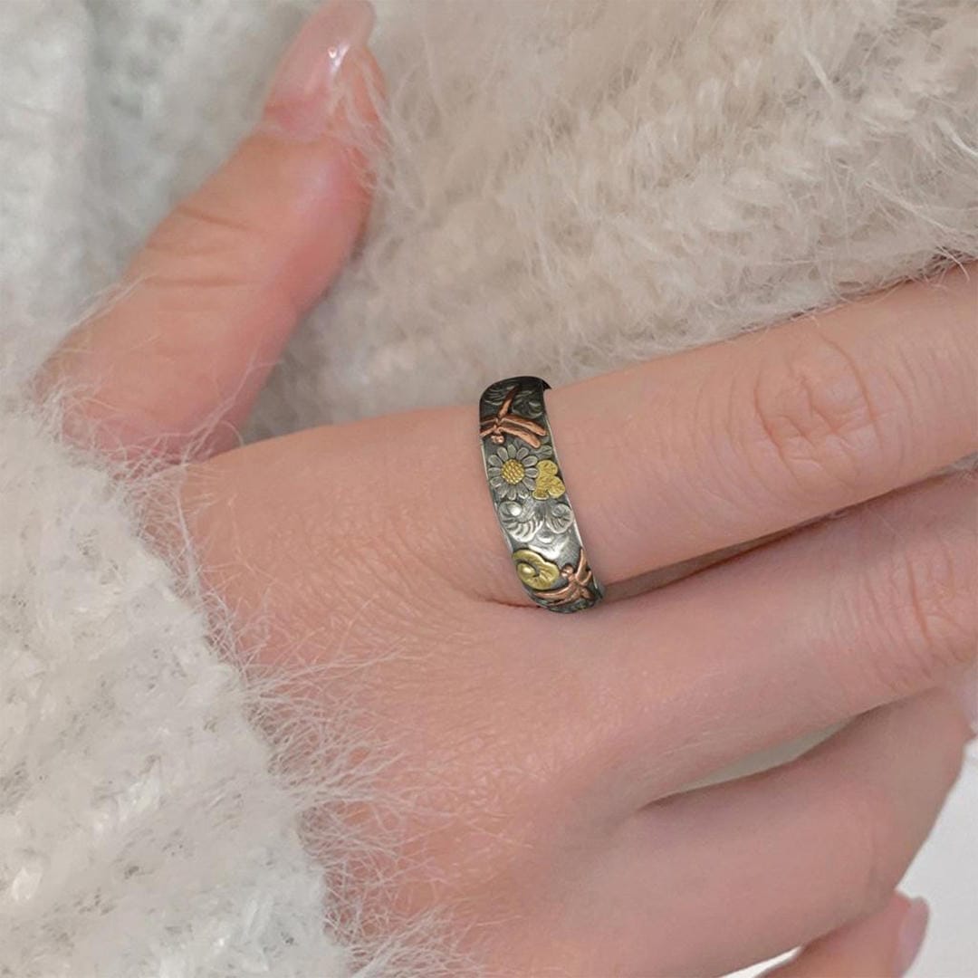 Bague Libellule Tournesol Vintage