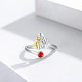 Bague en argent sterling chien et fille – ajustable et symbolique