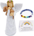 Coffret cadeau souvenir de chien avec figurine d'ange de l'amitié et bracelet chakra avec pont arc-en-ciel