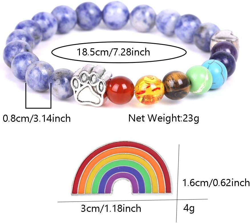 Bracelet souvenir pont arc-en-ciel – perles 7 chakras cadeau pour la perte d'un animal de compagnie