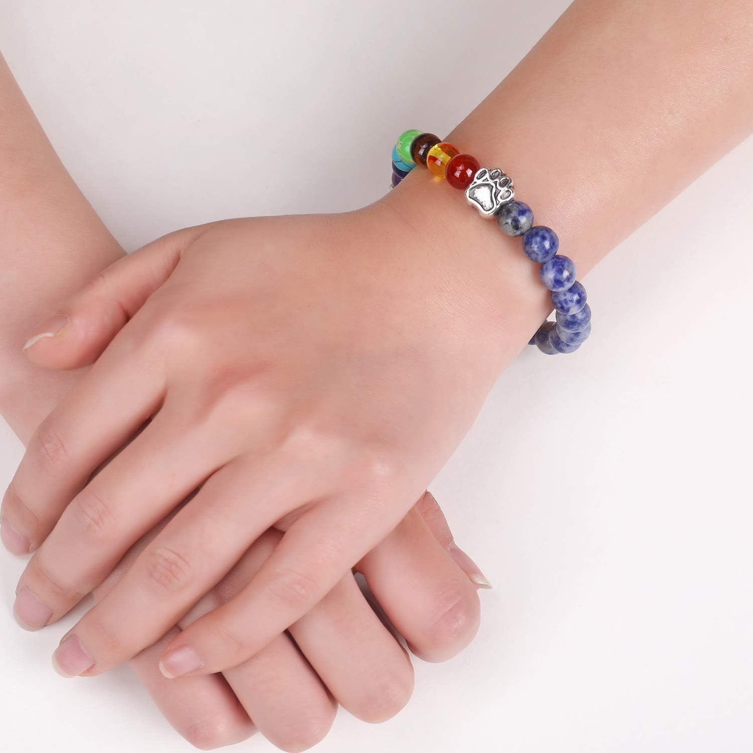 Bracelet souvenir pont arc-en-ciel – perles 7 chakras cadeau pour la perte d'un animal de compagnie