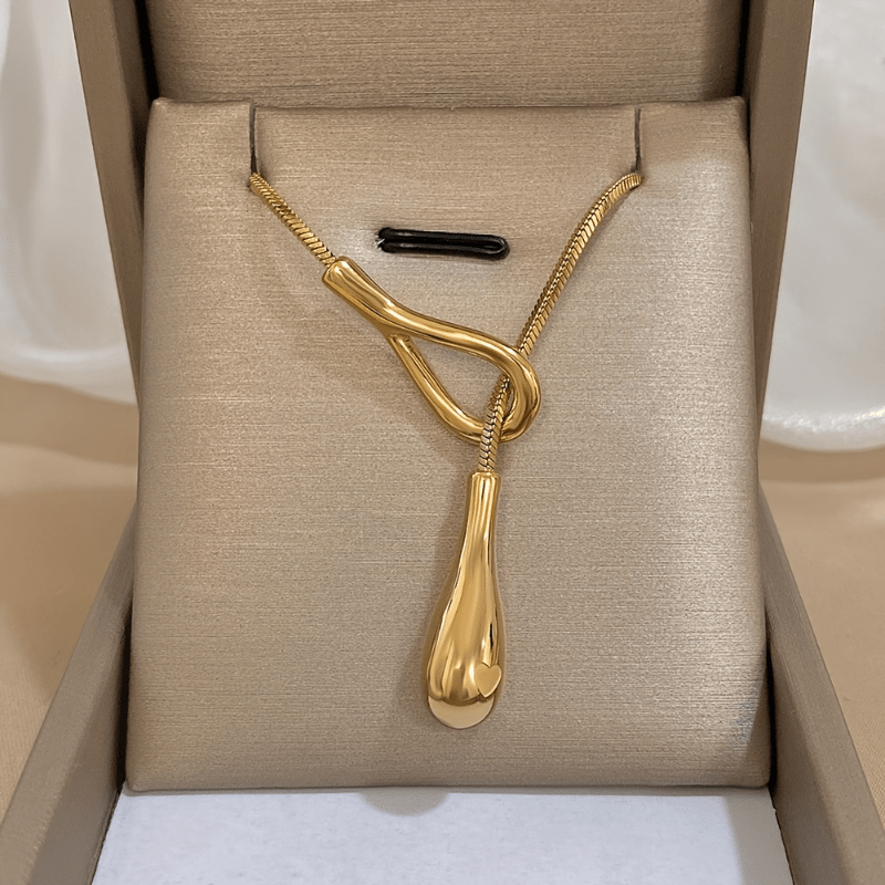 Collier Pendentif Goutte Vintage en Or Blanc