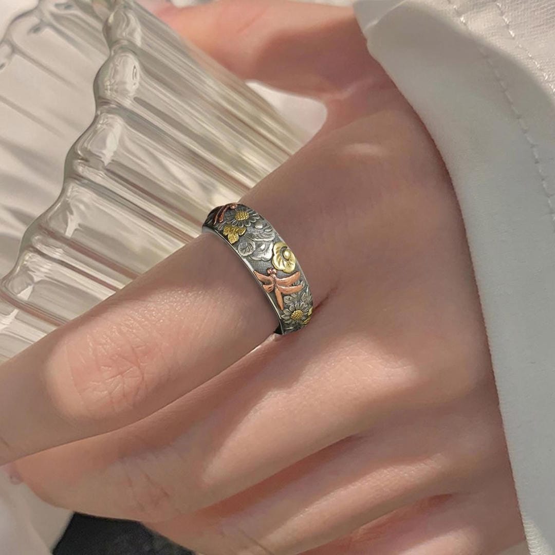 Bague Libellule Tournesol Vintage