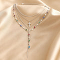 Collier en pierres colorées en or blanc