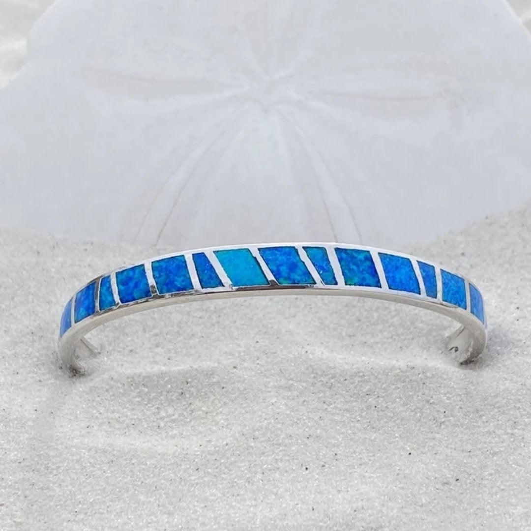 Bracelet en Opale Argentée Bleue