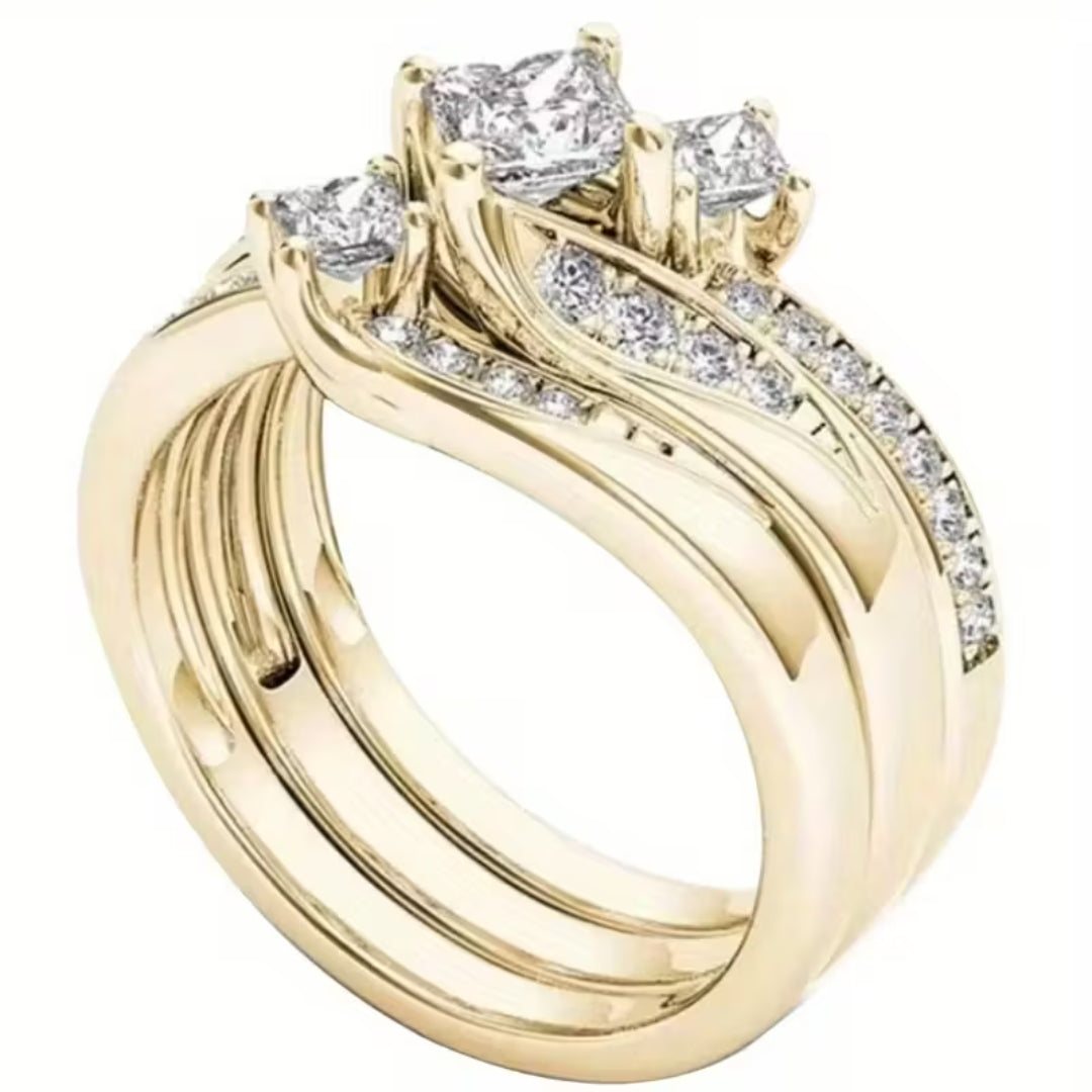 Bague triple halo taille princesse