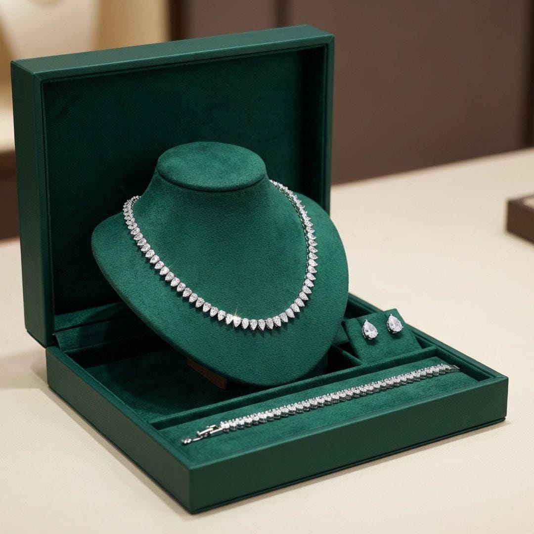 Superbe ensemble de mariage en zircon cubique rond brillant