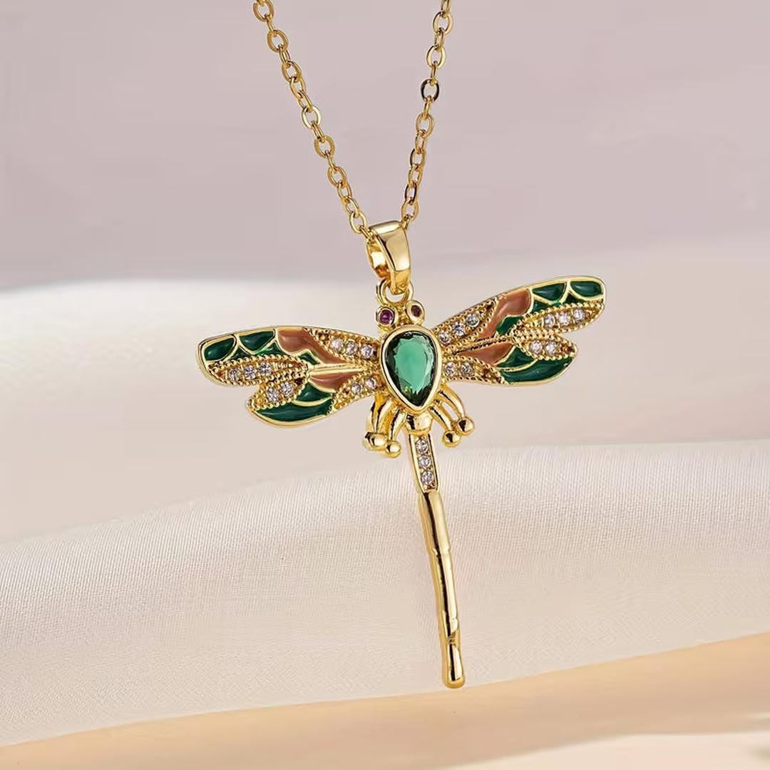 Collier Élégance Libellule Émeraude