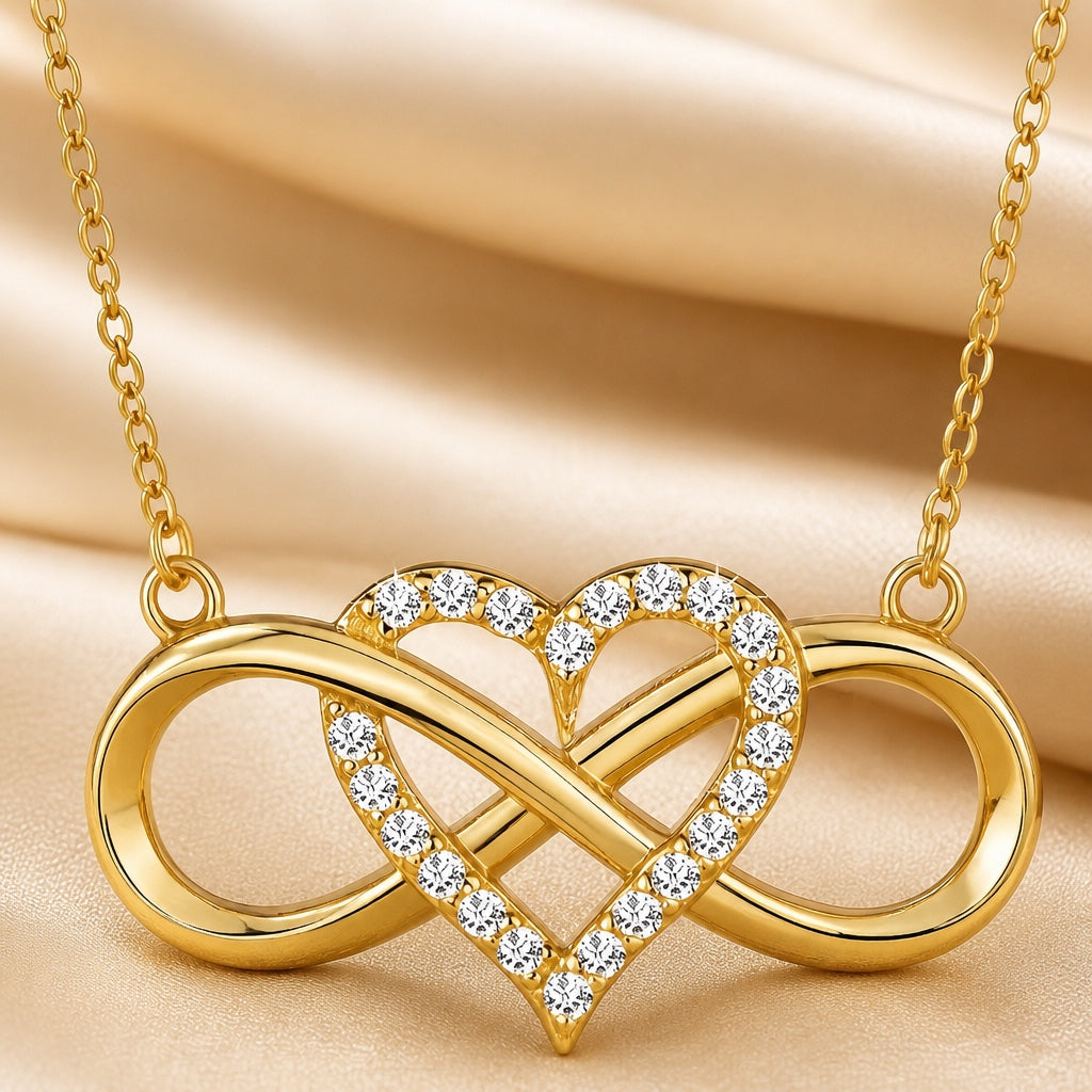 Collier Pendentif Cœur Éternel en Or Blanc