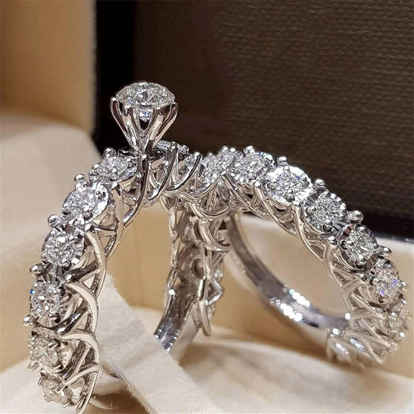 Ensemble de bagues Halo en cristal fleuri