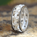 Bague Vintage Blanche Fleurie Argent