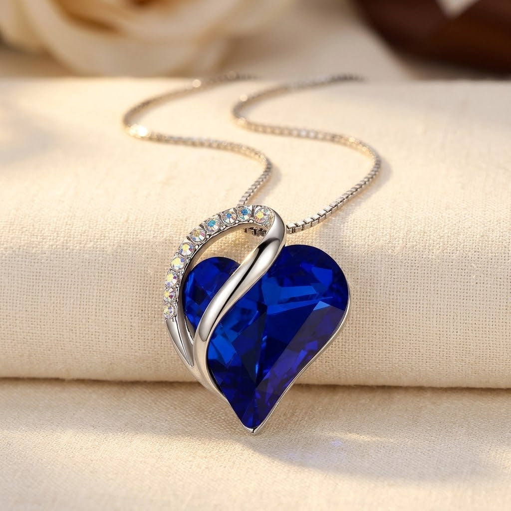Collier Saphir Cœur en Argent