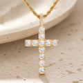 Collier croix en moissanite doré