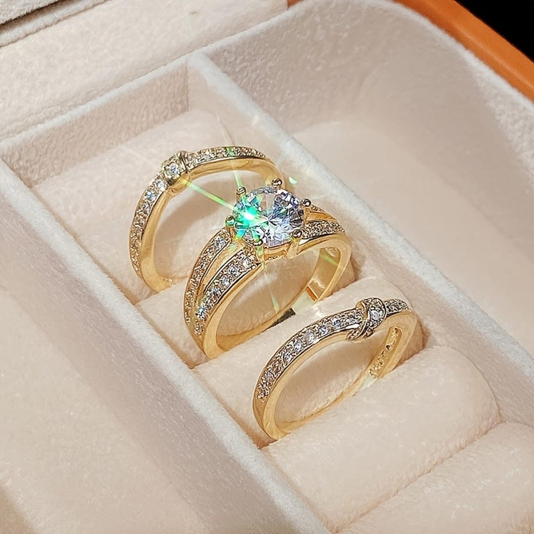 Ensemble de bagues Pavé rondes