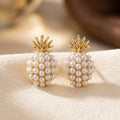 Boucles d'Oreilles Puces Grappe Perle en Or