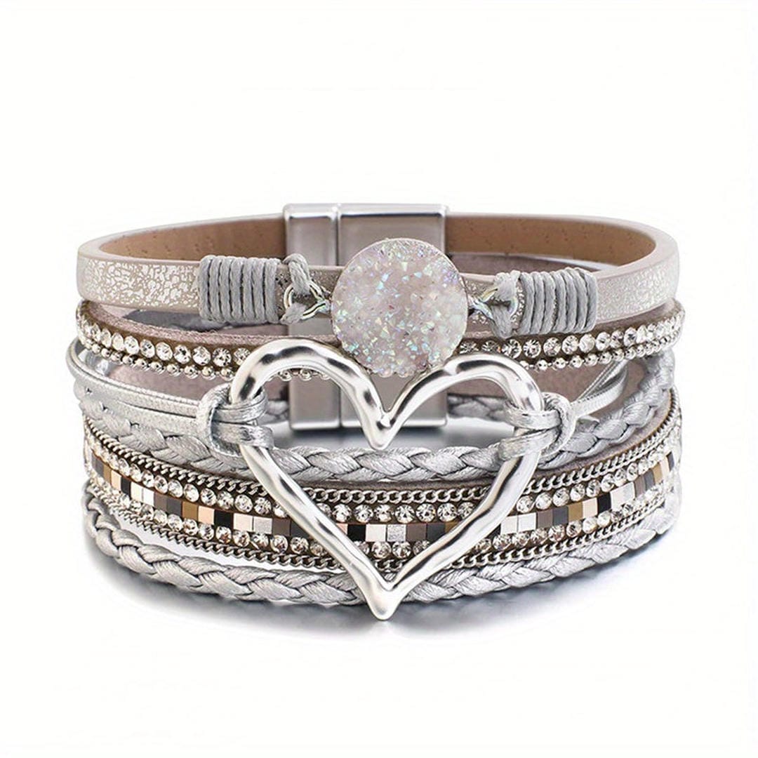 Bracelet en cuir multi-couches bohème