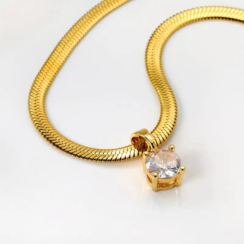 Collier pendentif strass élégant | Or