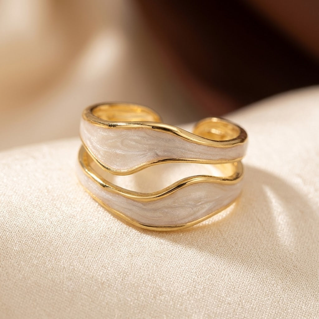 Bague Manchette Sculpturale en Argent et Or