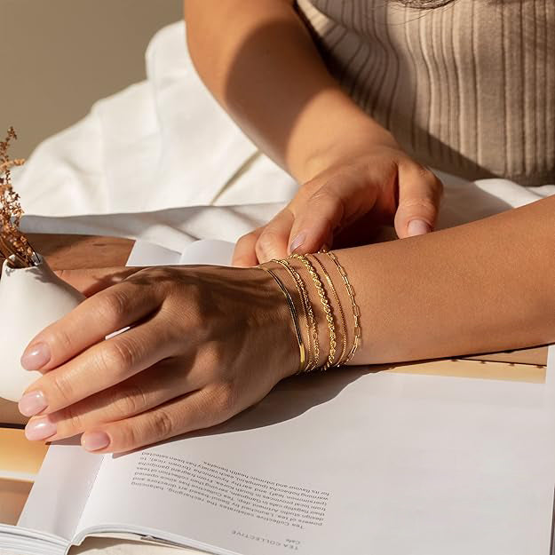 Vernetta™ | Ensemble de bracelets dorés