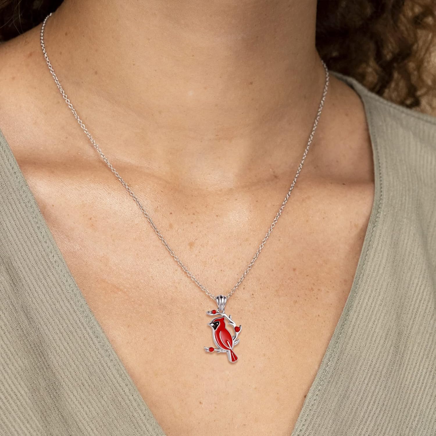 Collier souvenir cardinal rouge