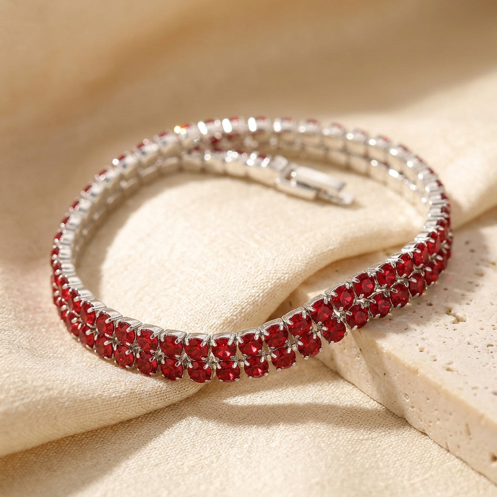 Bracelet Tennis Rubis en Argent