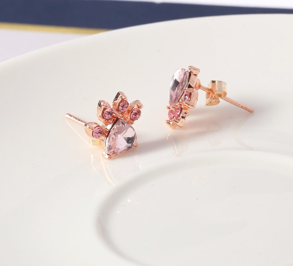 Ensemble de bijoux en or rose – 4 pièces bague en zircon, collier, boucles d'oreilles, bracelet