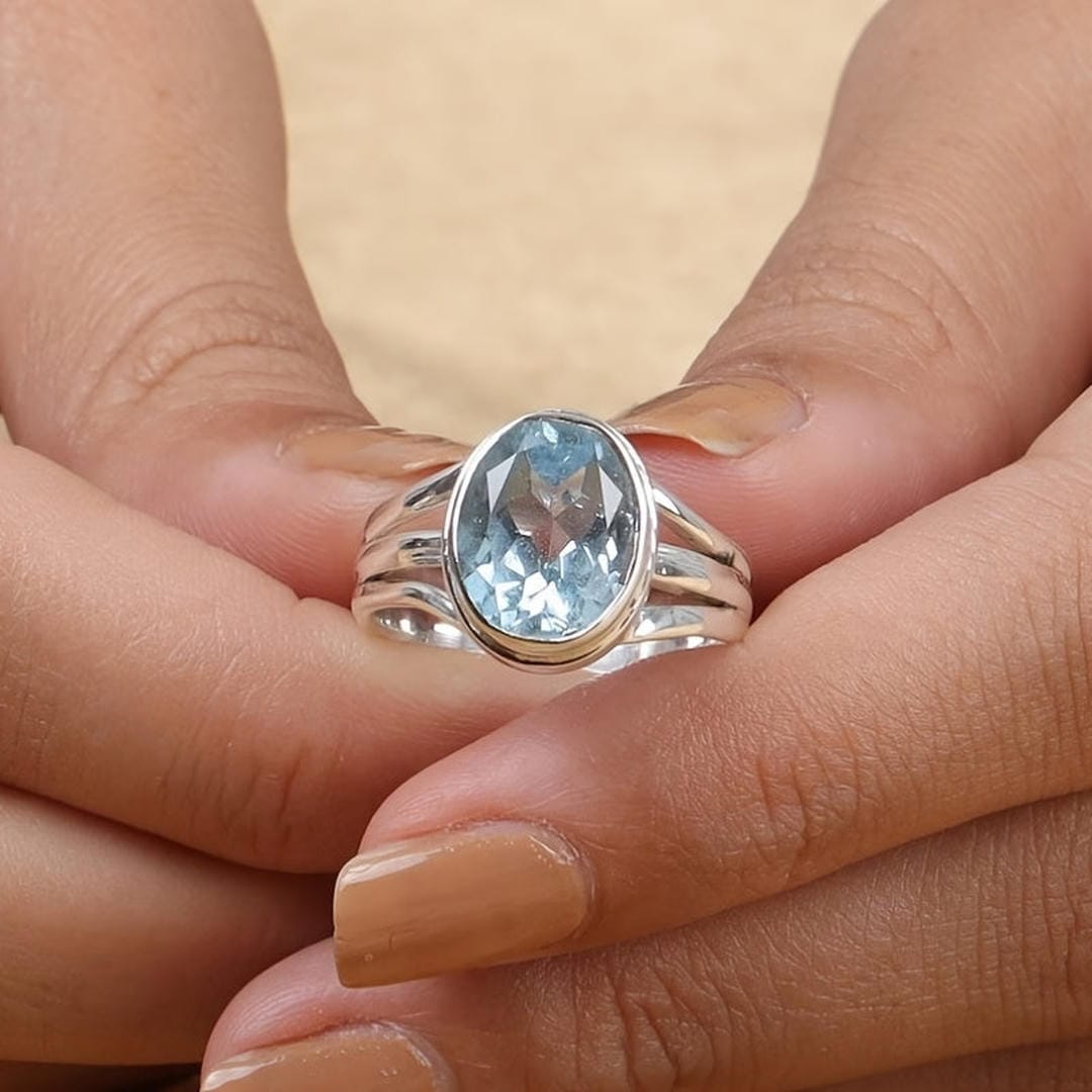 Bague en Zirconium Bleu Meri