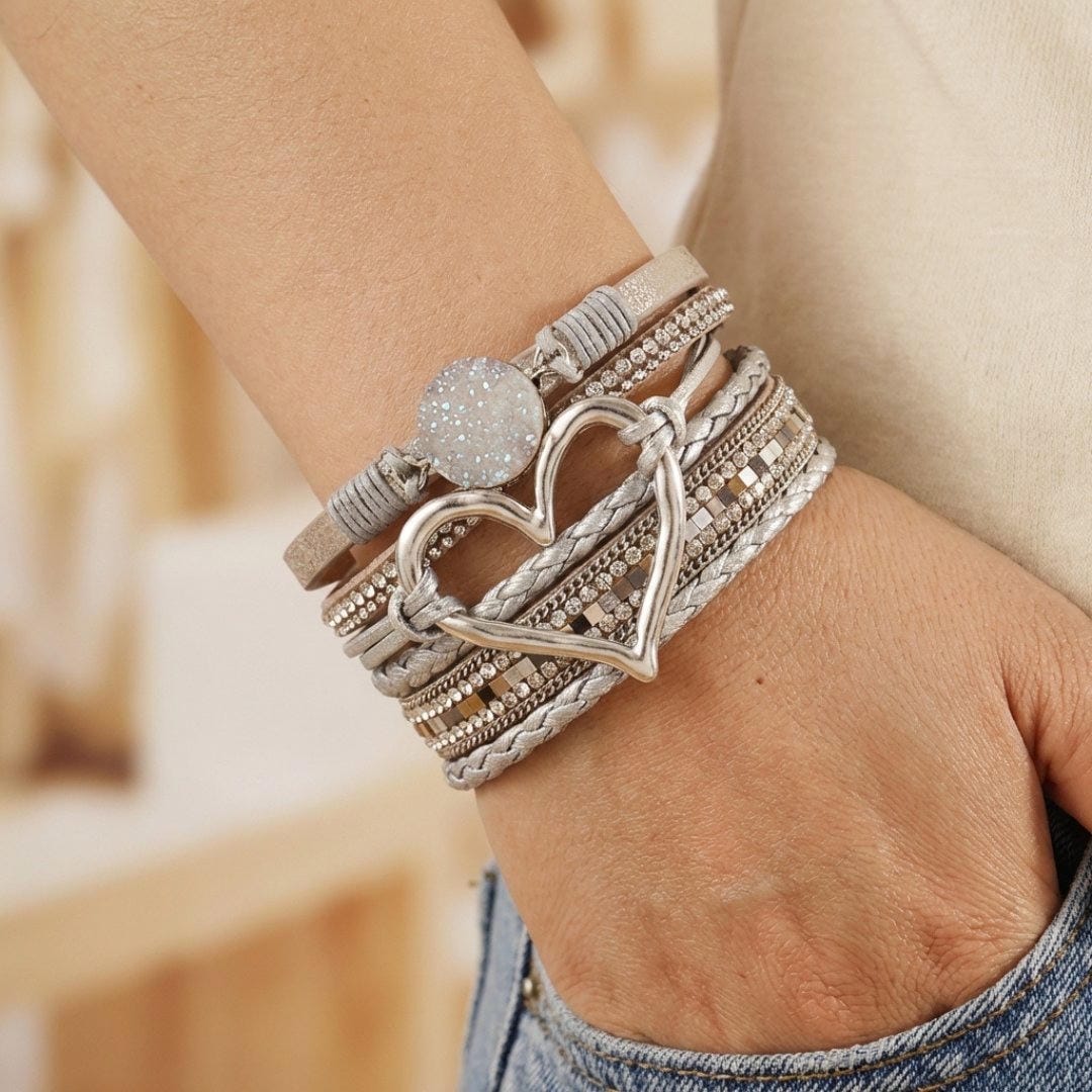 Bracelet en cuir multi-couches bohème