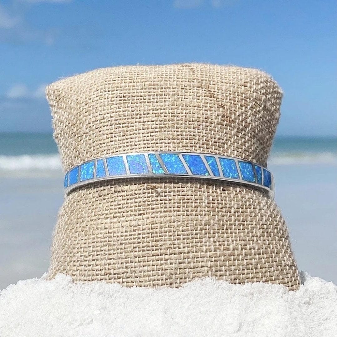 Bracelet en Opale Argentée Bleue