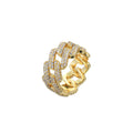 Bague en Zirconium Incrustée en Or et Argent Élégante