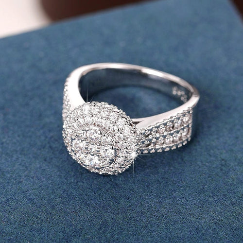 Bague Halo Pavé en Cristaux Ronds