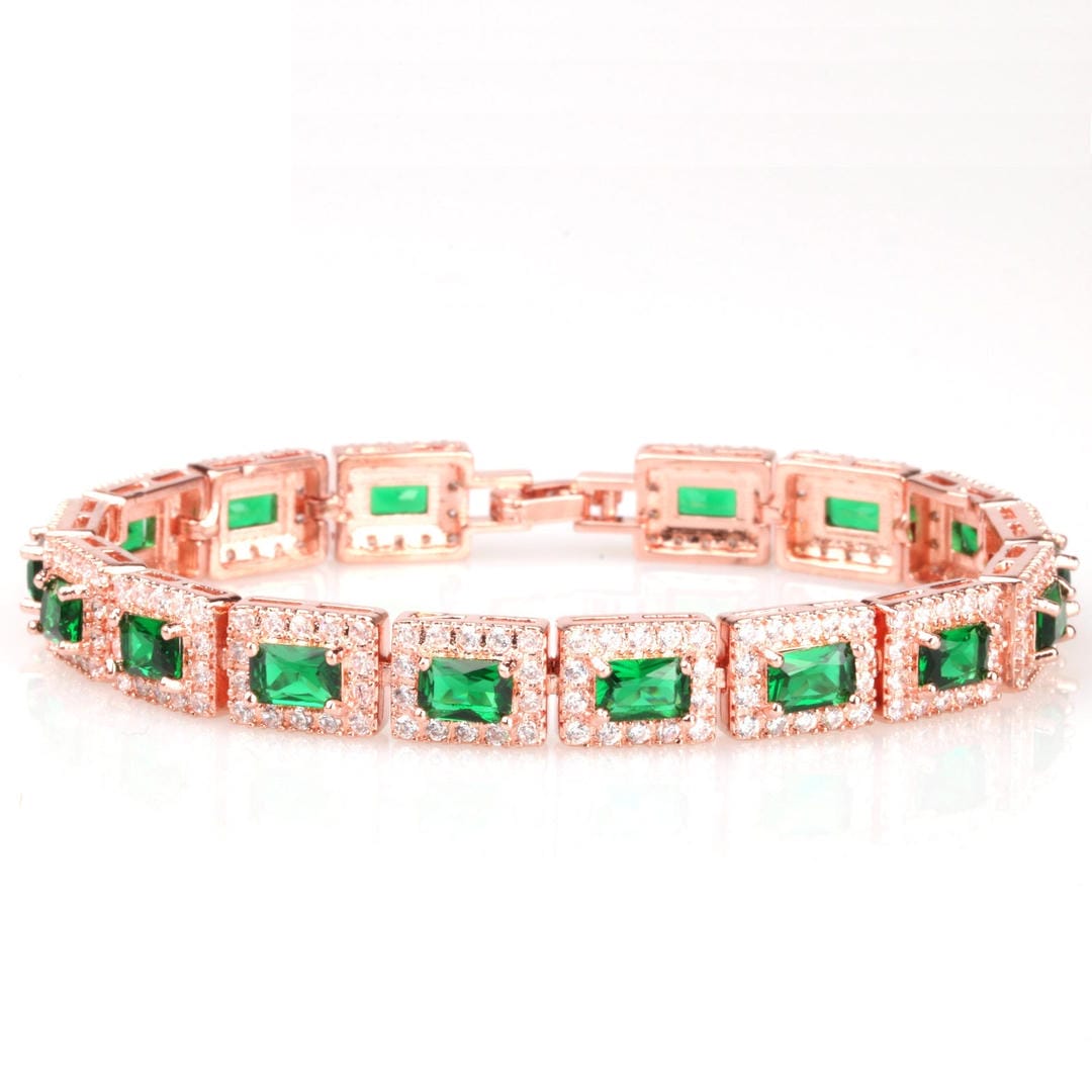 Bracelet en or éblouissant vert émeraude
