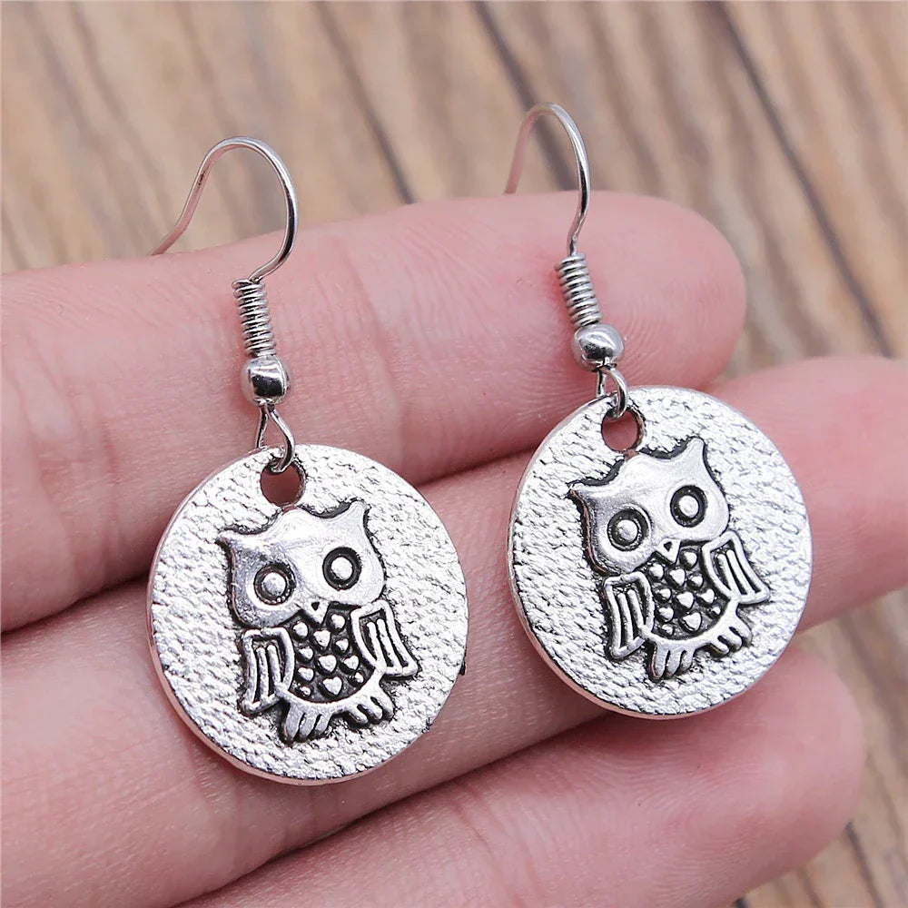 Boucles d'oreilles pendantes bohèmes vintage en forme de hibou