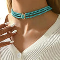 Collier en perles turquoise vintage élégant