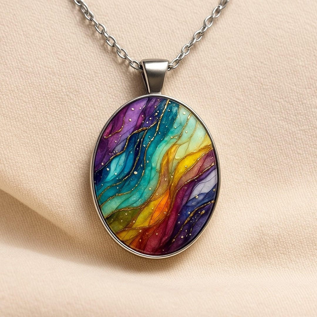 Collier en Pierre Ronde Coloré