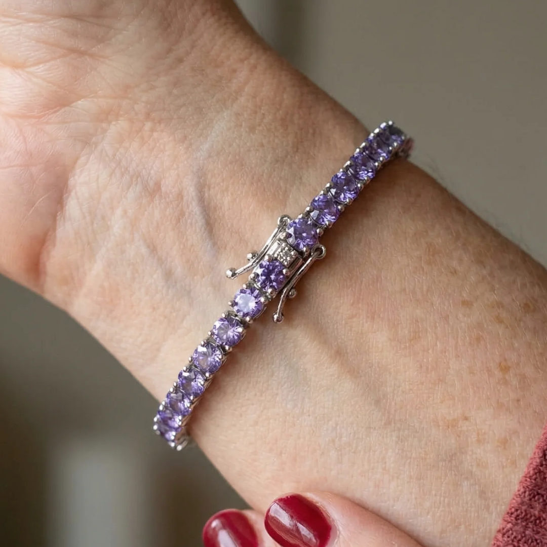 Bracelet de tennis en cristal d'améthyste