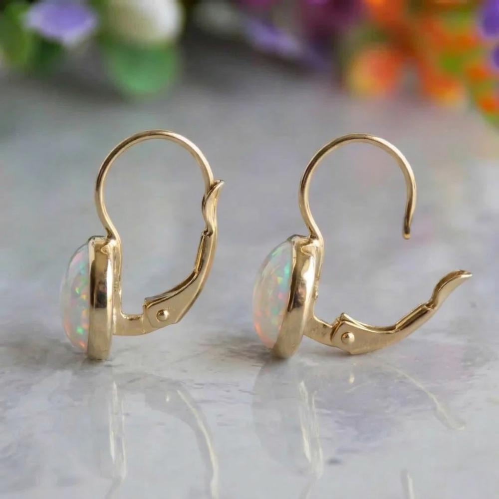 Boucles d'oreilles en opale antique scintillantes | or