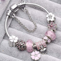 Bracelet vintage argenté rose élégant