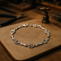 Édition limitée bracelet en argent pur avec pendentif patte de chien et os