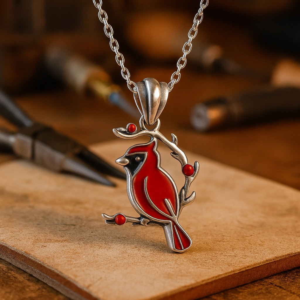 Collier souvenir cardinal rouge