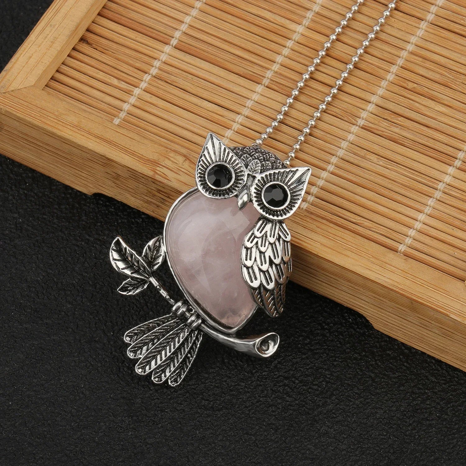 Collier pendentif hibou en cristal de sagesse