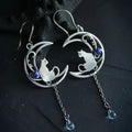 Boucles d'oreilles boho en argent sterling avec chat en zircon bleu