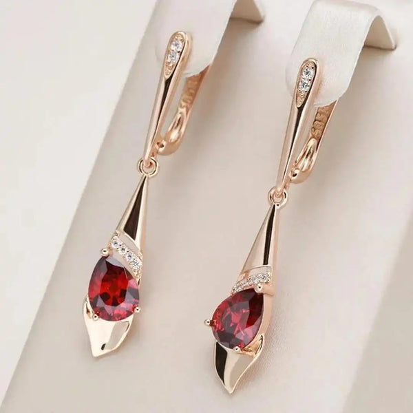 Superbes Boucles d'oreilles en cristal rouge