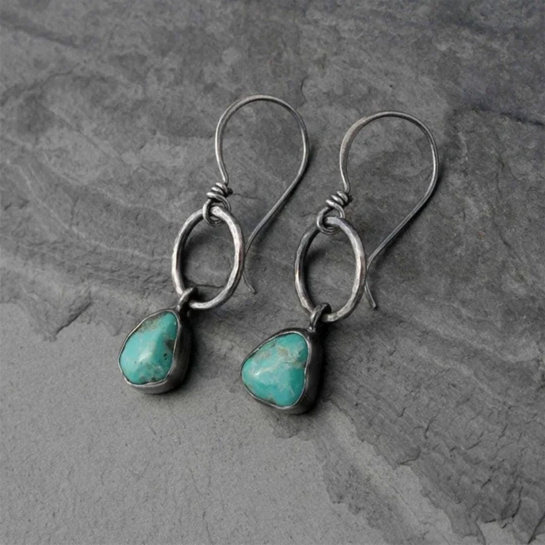 Boucles d'oreilles en argent avec pierre turquoise vintage