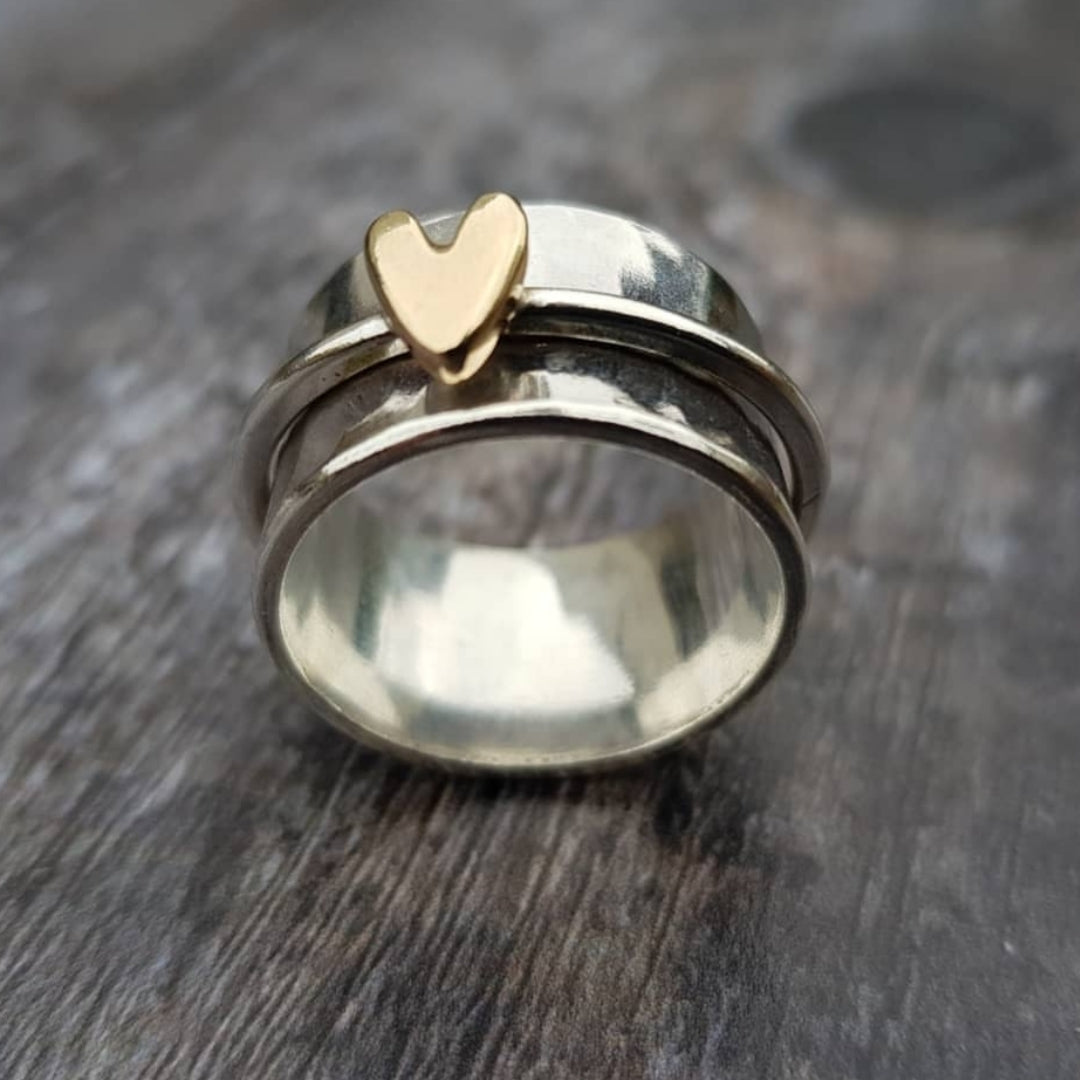 Mely | Bague argentée cœur doré
