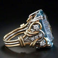 Bague en Or Superposée avec Zirconia Bleue Vintage