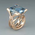 Bague or rosé zircone bleue vintage