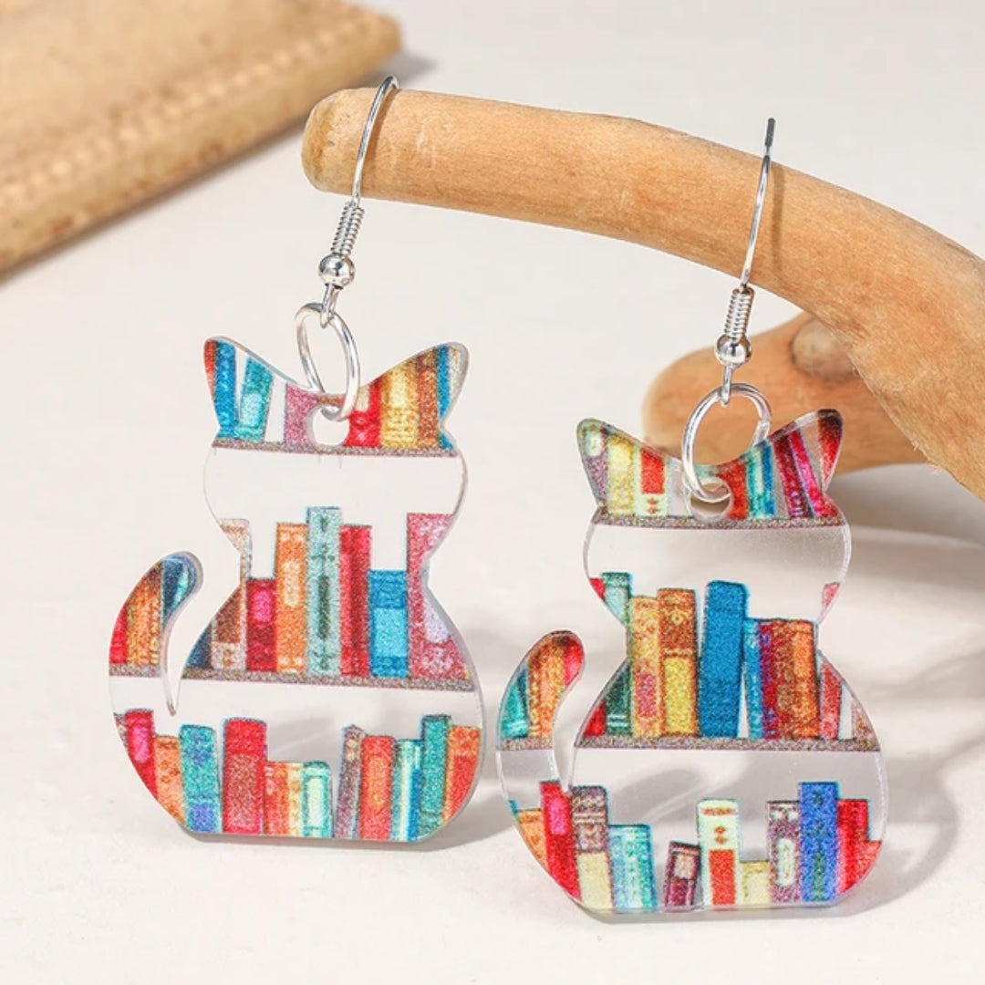 Boucles d'oreilles vintage colorées en forme de chat