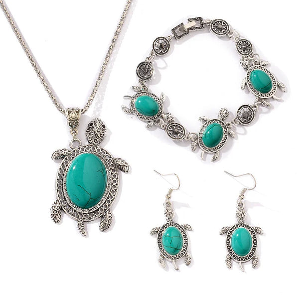 Ensemble de bijoux en tortue turquoise