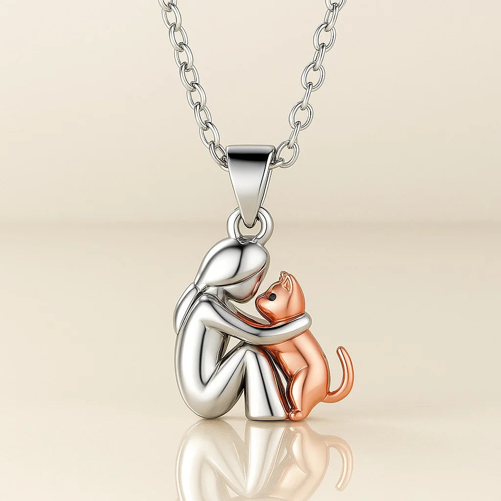 Collier pendentif chat câlin